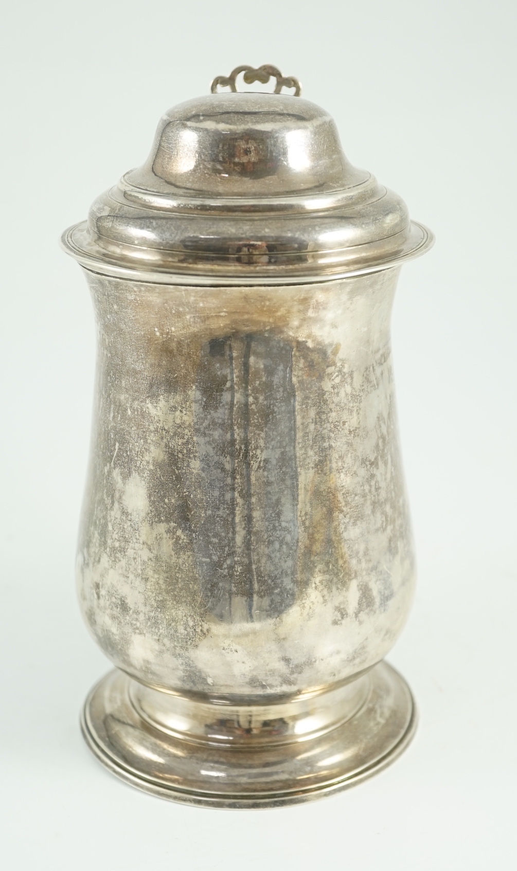 A George III silver tankard, with whistle? handle, by John King